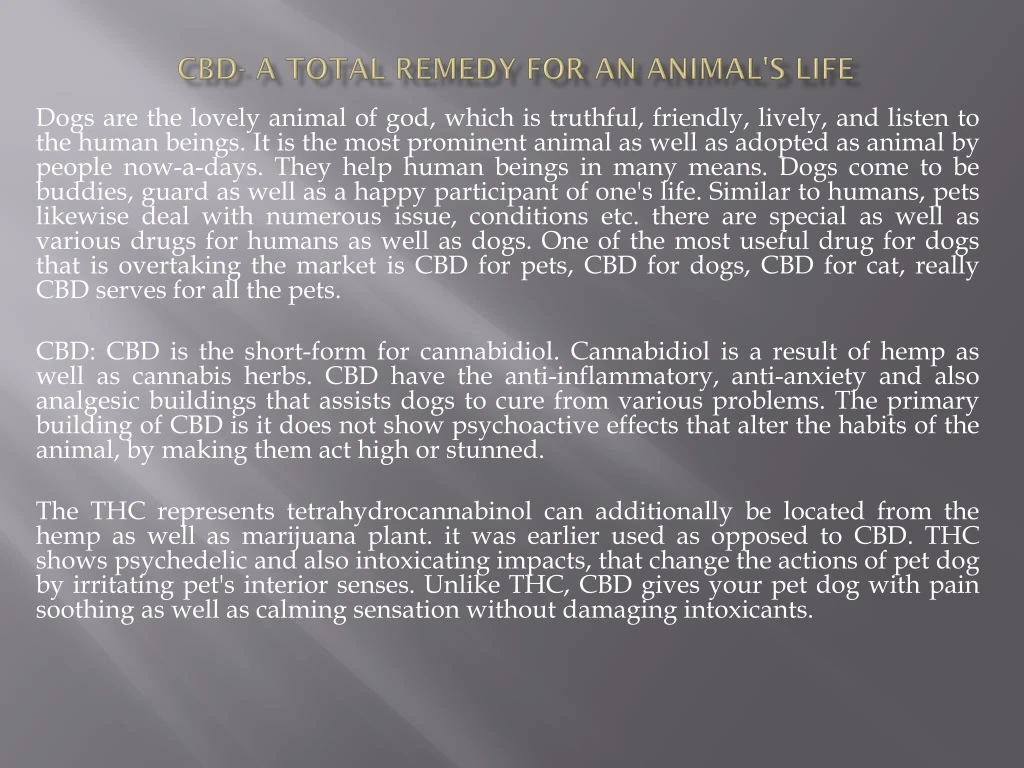cbd a total remedy for an animal s life