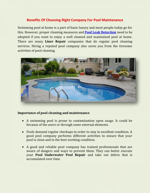 benefits of choosing right company for pool