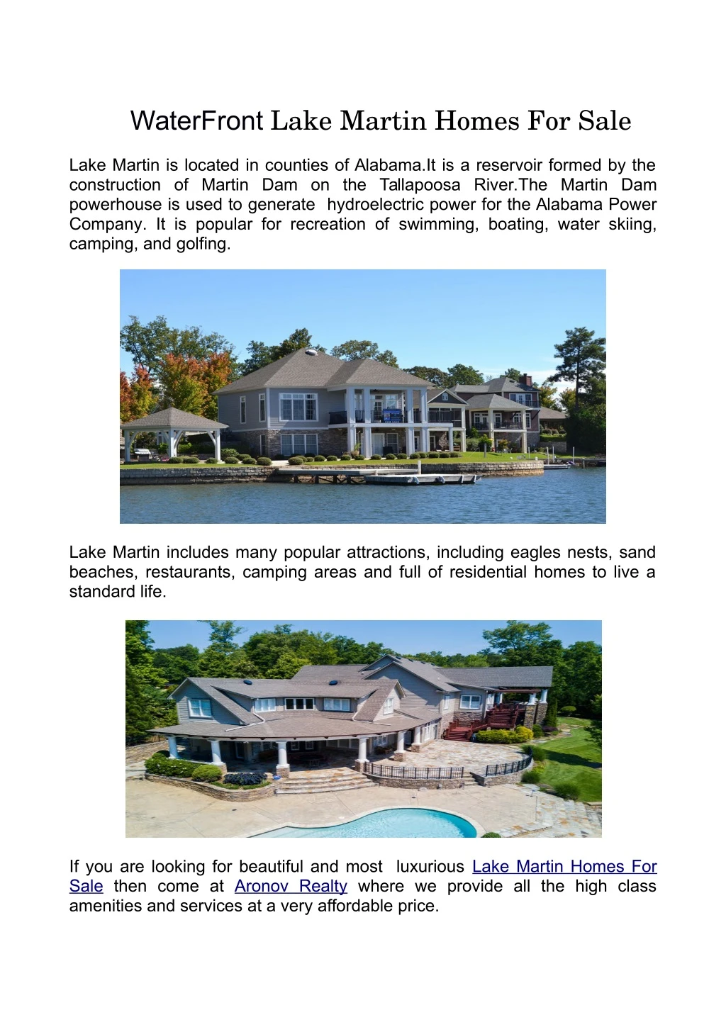 waterfront lake martin homes for sale