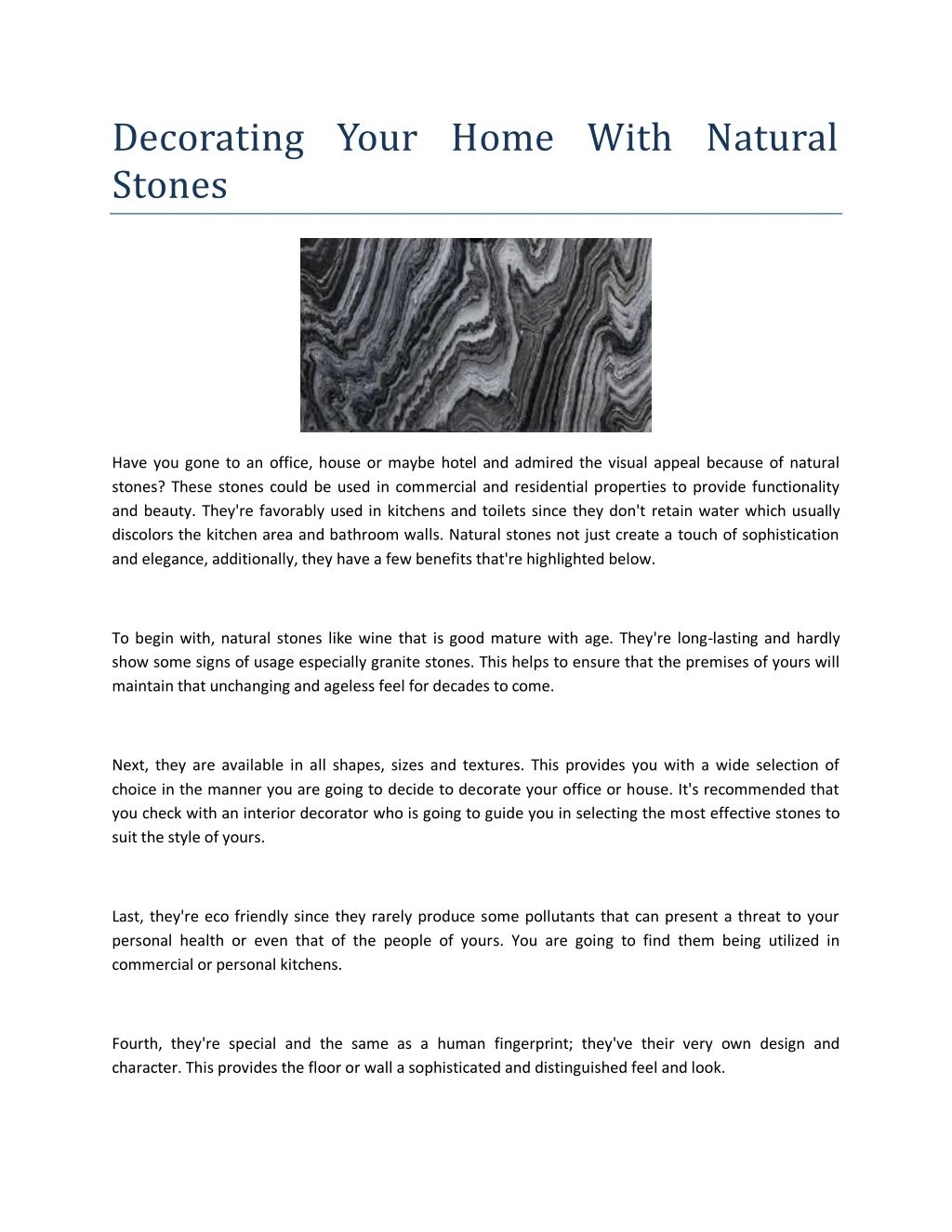 decorating your home with natural stones