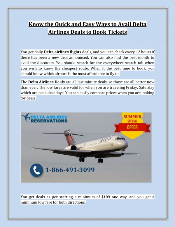Know the Quick and Easy Ways to Avail Delta Airlines Deals to Book Tickets