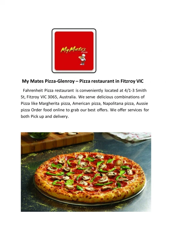 15% Off - My Mates Pizza-Glenroy-Glenroy - Order Food Online