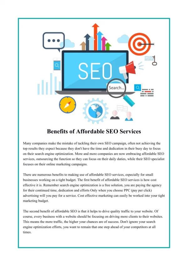 Benefits of Affordable SEO Services