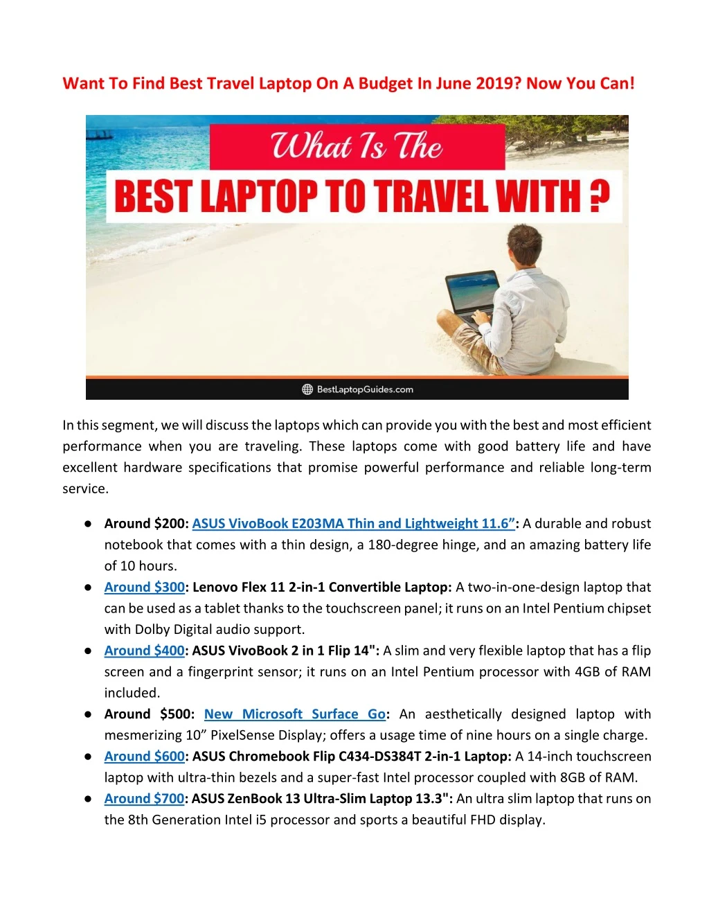 want to find best travel laptop on a budget