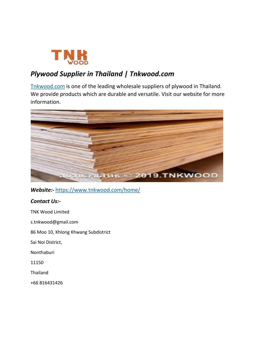 plywood supplier in thailand tnkwood com