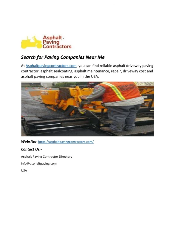 Search for Paving Companies Near Me