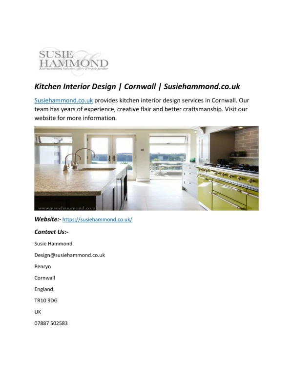 Kitchen Interior Design | Cornwall | Susiehammond.co.uk