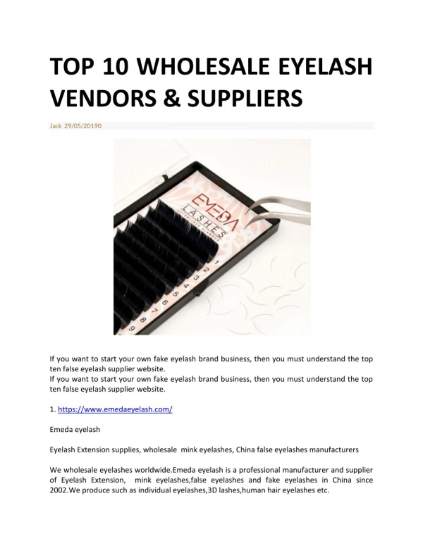 Wholesale eyelash vendors and suppliers