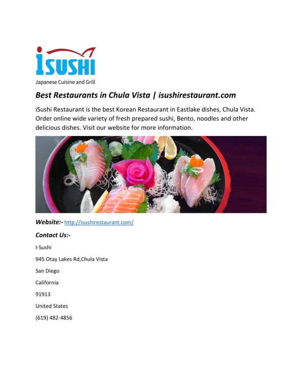 Best Restaurants in Chula Vista | isushirestaurant.com