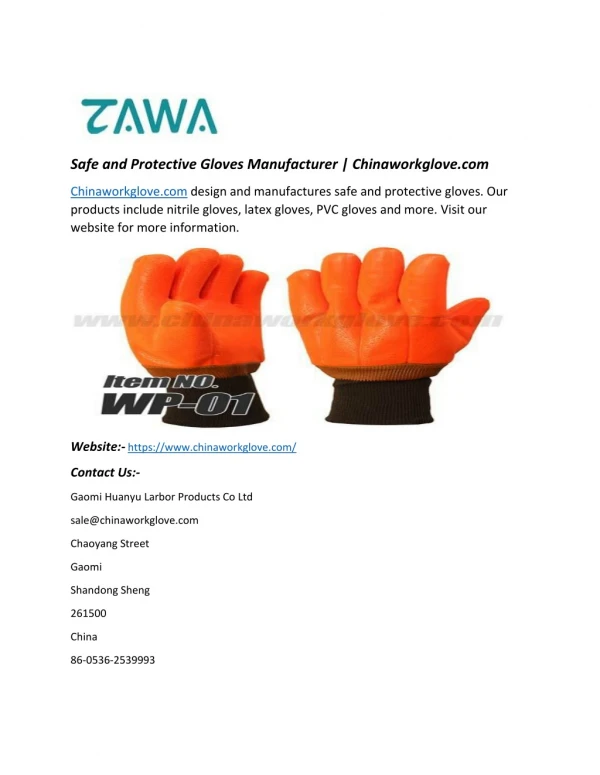 Safe and Protective Gloves Manufacturer | Chinaworkglove.com