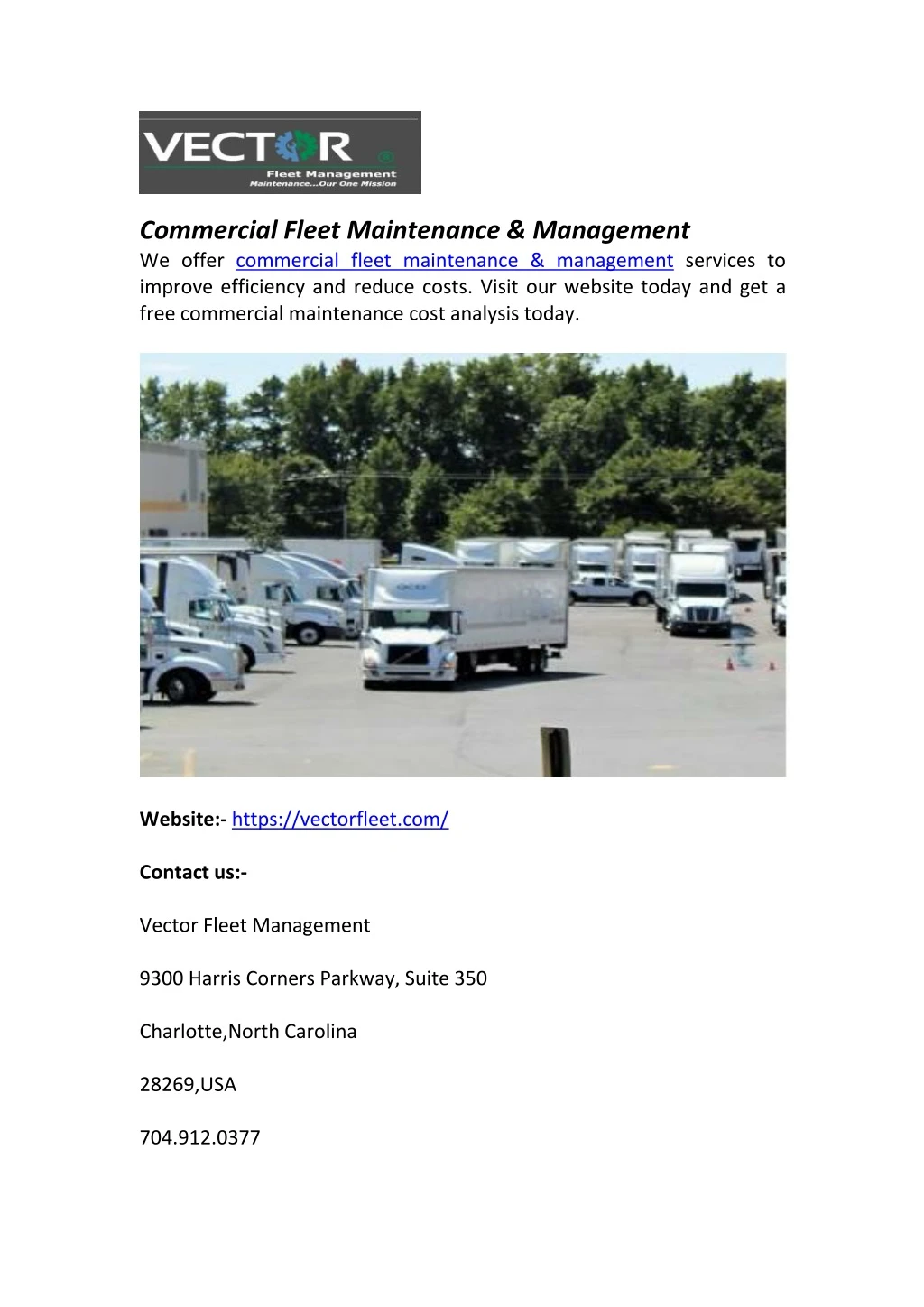 commercial fleet maintenance management we offer