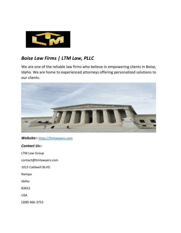 Boise Law Firms | LTM Law, PLLC