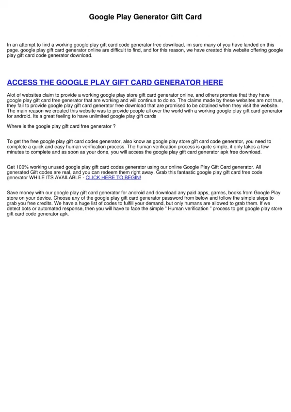 Google Play Gift Card Free Generator