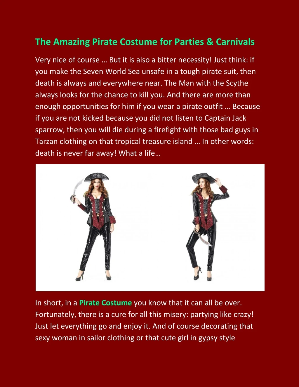the amazing pirate costume for parties carnivals