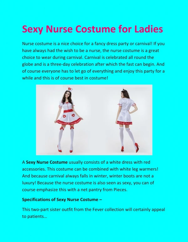 Sexy Nurse Costume for Ladies