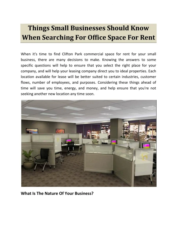 Things Small Businesses Should Know When Searching For Office Space For Rent