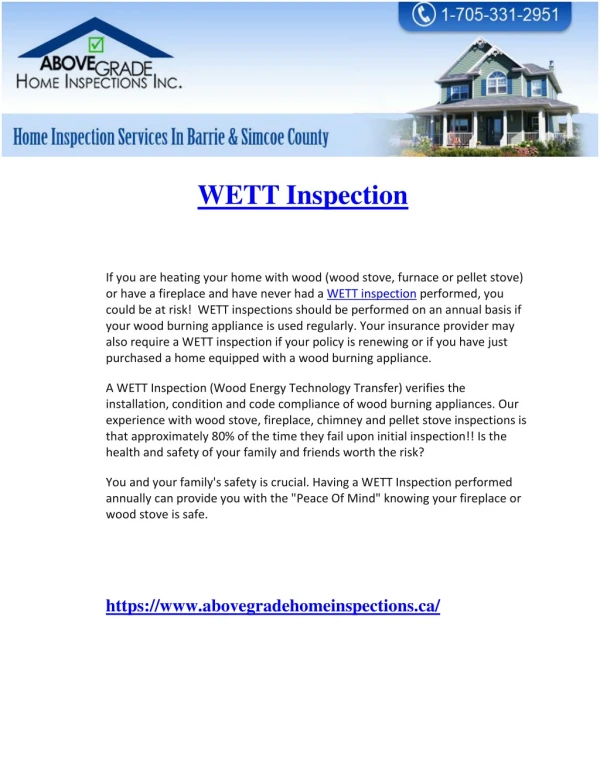 WETT Inspections - Abovegradehomeinspections.ca