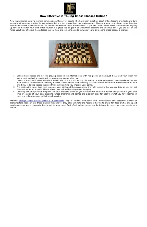 How Effective is Taking Chess Classes Online?