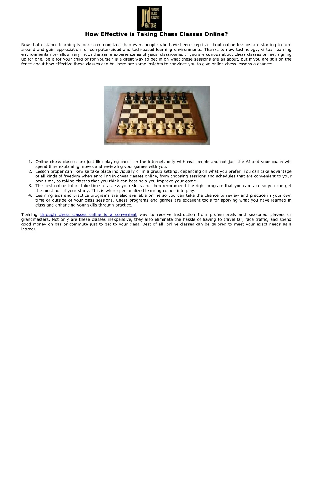 how effective is taking chess classes online