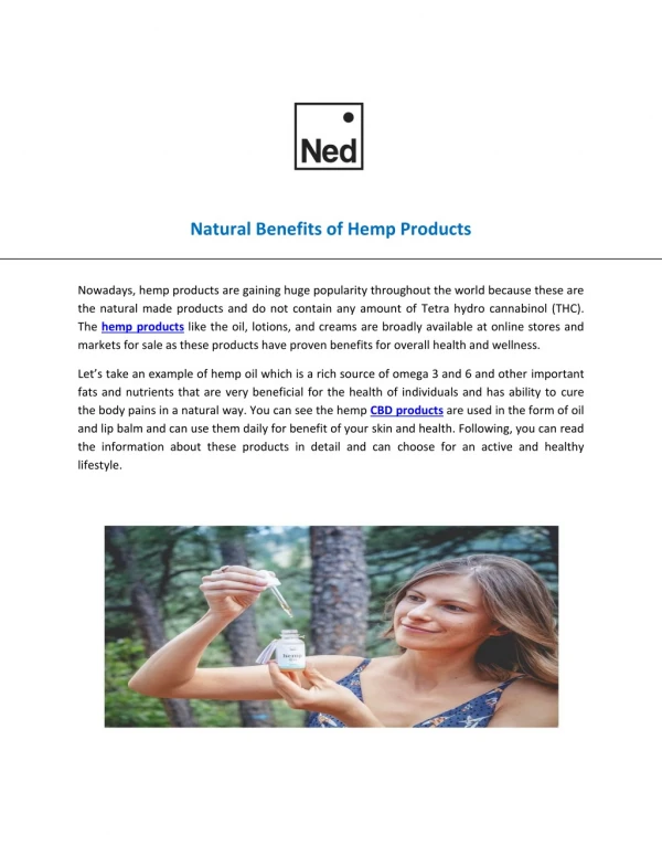 Natural Benefits of Hemp Products