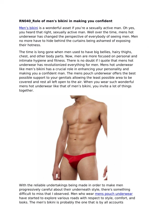 Role of men's bikini in making you confident.