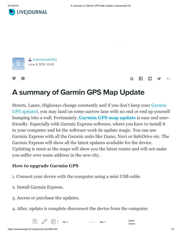 A summary of Garmin GPS Map Update