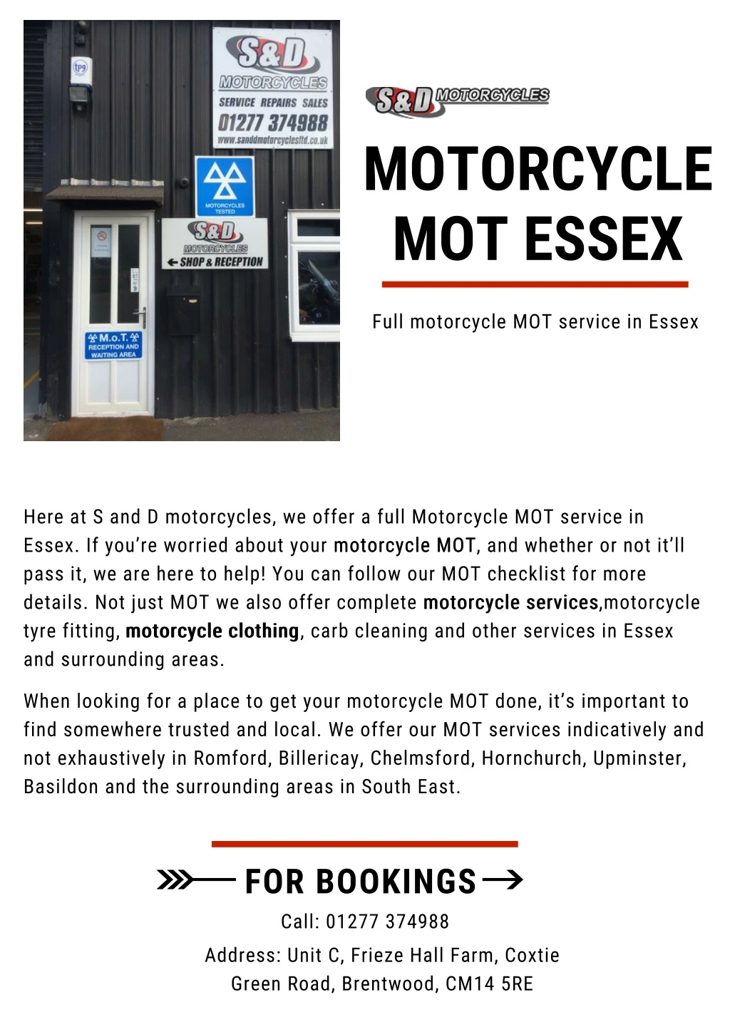 motorcycle mot essex