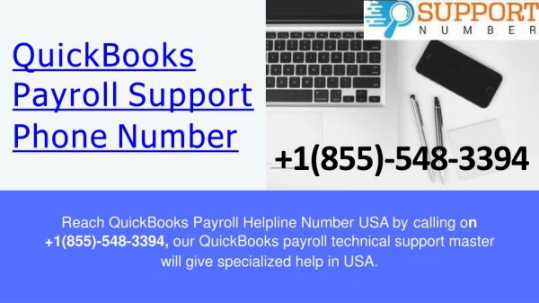 QuickBooks Payroll Support Phone Number | 1855-548-3394