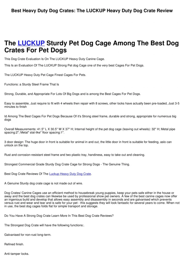 Best Heavy Duty Dog Crates: The LUCKUP Heavy Duty Dog Crate Review