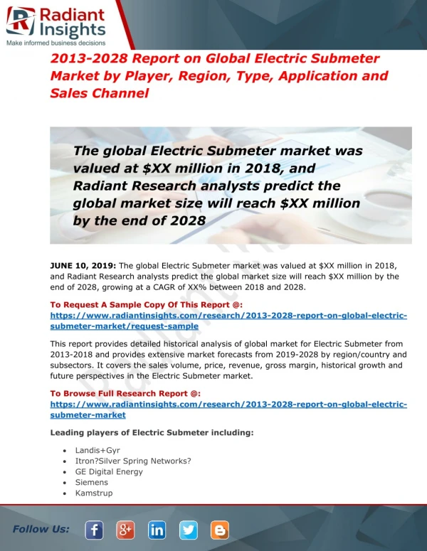 Electric Submeter Market In-Depth Analysis with Booming Trends Supporting Growth and Forecast