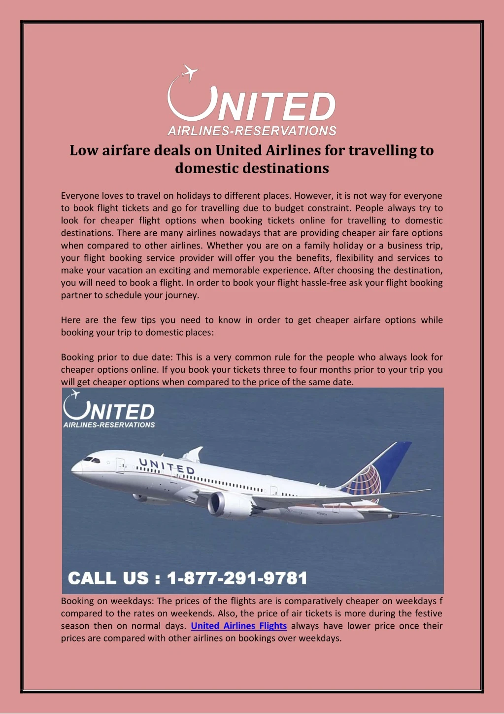 low airfare deals on united airlines