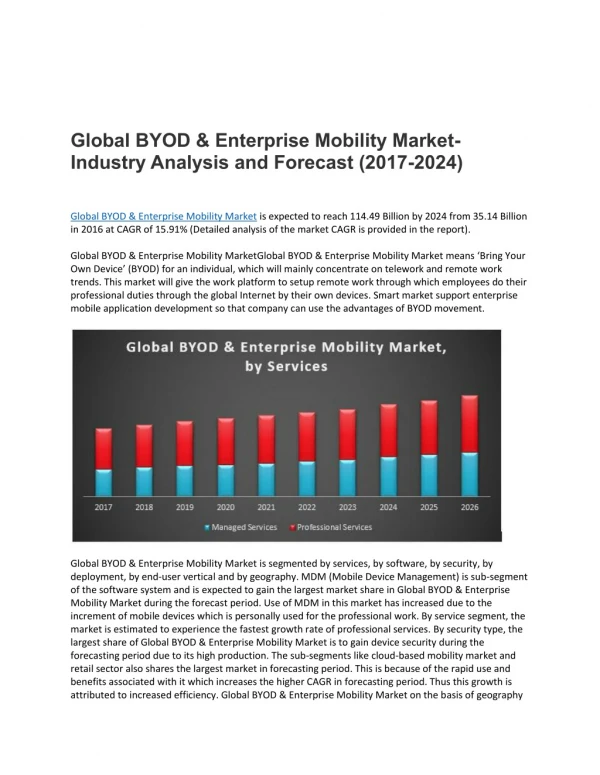 Global BYOD & Enterprise Mobility Market- Industry Analysis and Forecast (2017-2024)