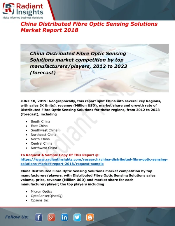 Distributed Fibre Optic Sensing Solutions Market Regional Analysis from 2018-2023