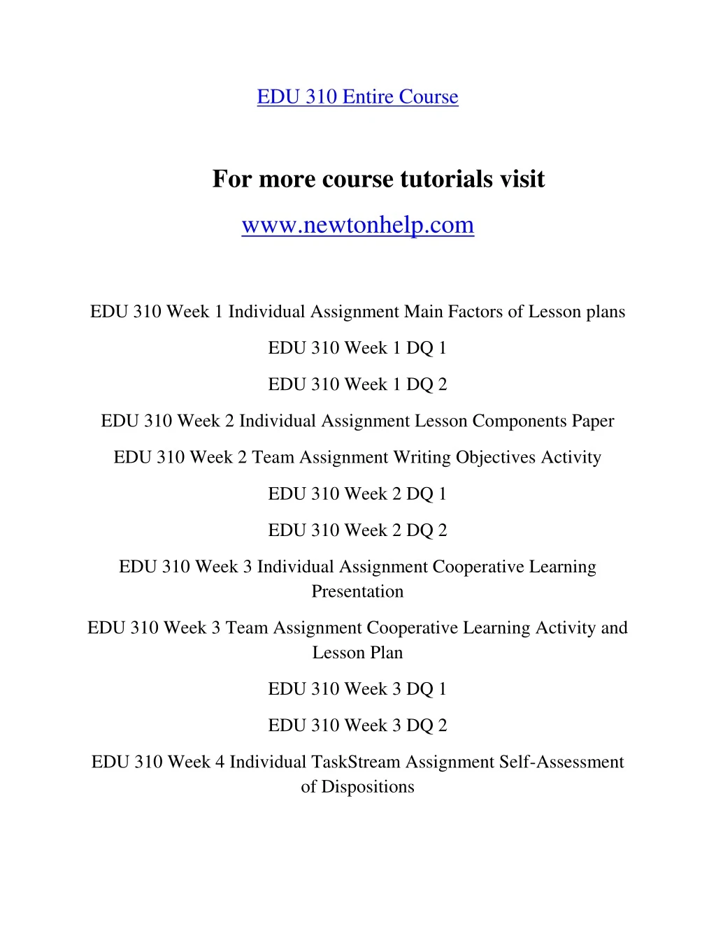 edu 310 entire course