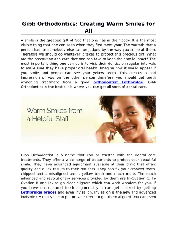 Gibb Orthodontics: Creating Warm Smiles for All