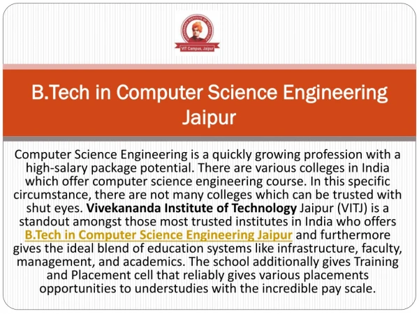 B.Tech in Computer Science Engineering Jaipur