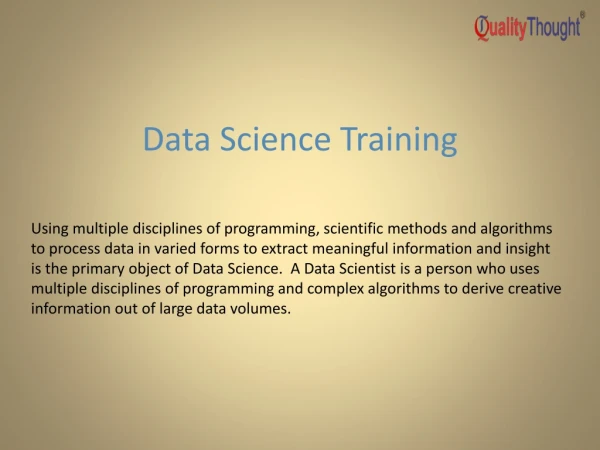 Data Science Training- Quality Thought