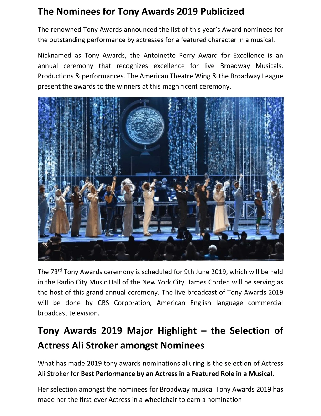 the nominees for tony awards 2019 publicized