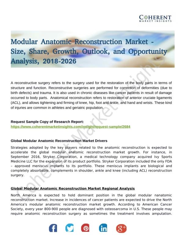Modular Anatomic Reconstruction Market: Adoption of Innovative Offerings to Boost Returns on Investment