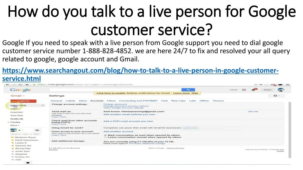 how do you talk to a live person for google customer service