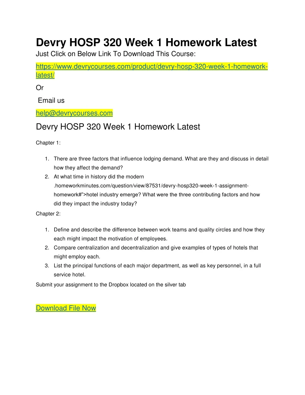 devry hosp 320 week 1 homework latest just click