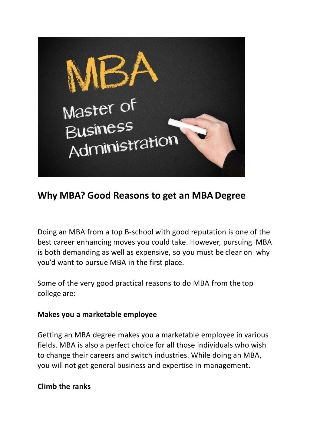 why mba good reasons to get an mba degree