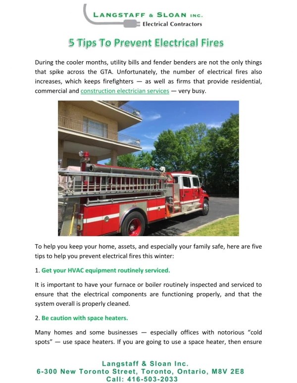 5 Tips To Prevent Electrical Fires