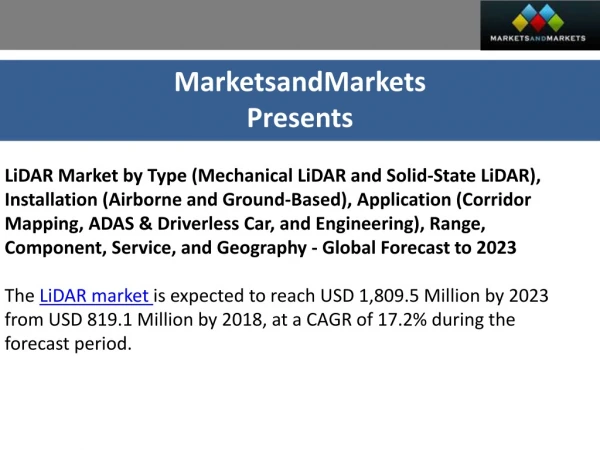 LiDAR Market worth $1,809.5 million by 2023 with a growing CAGR of 17.2%
