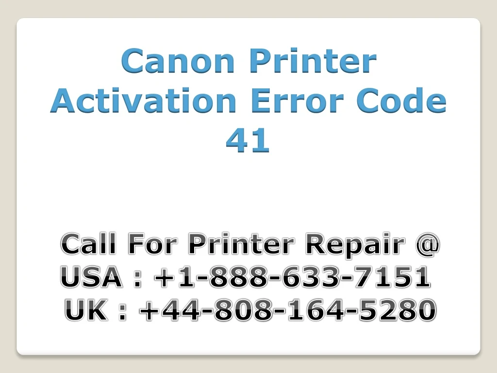 canon printer activation error code 41
