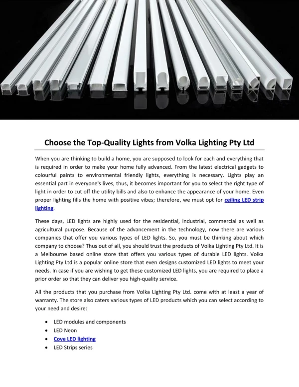 Choose the Top-Quality Lights from Volka Lighting Pty Ltd
