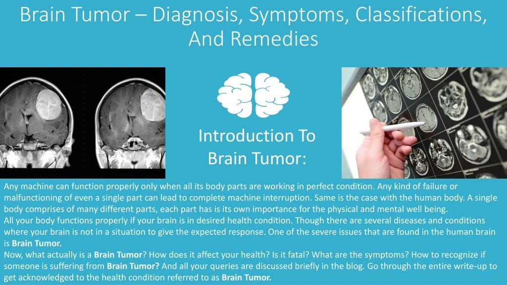 brain tumor diagnosis symptoms classifications and remedies