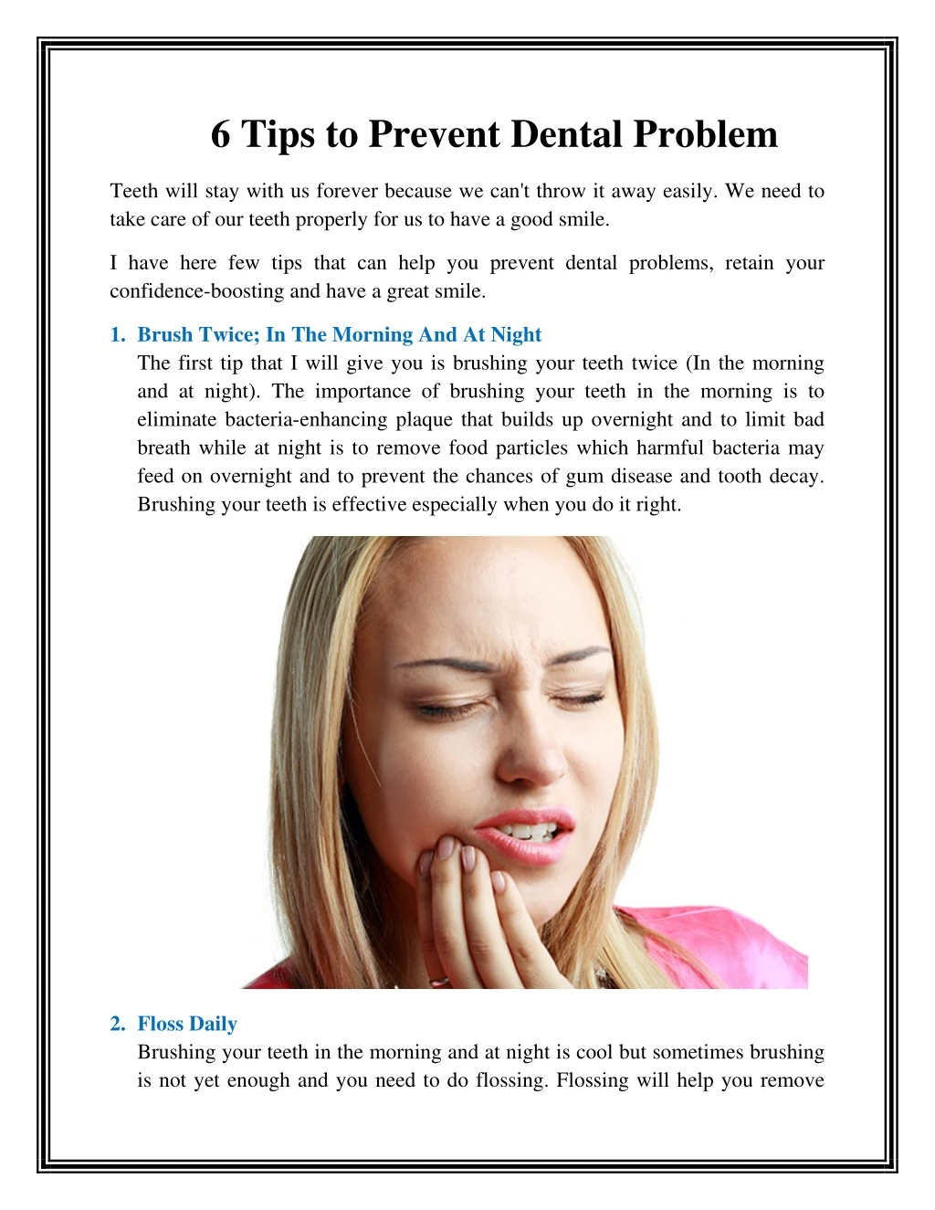6 tips to prevent dental problem