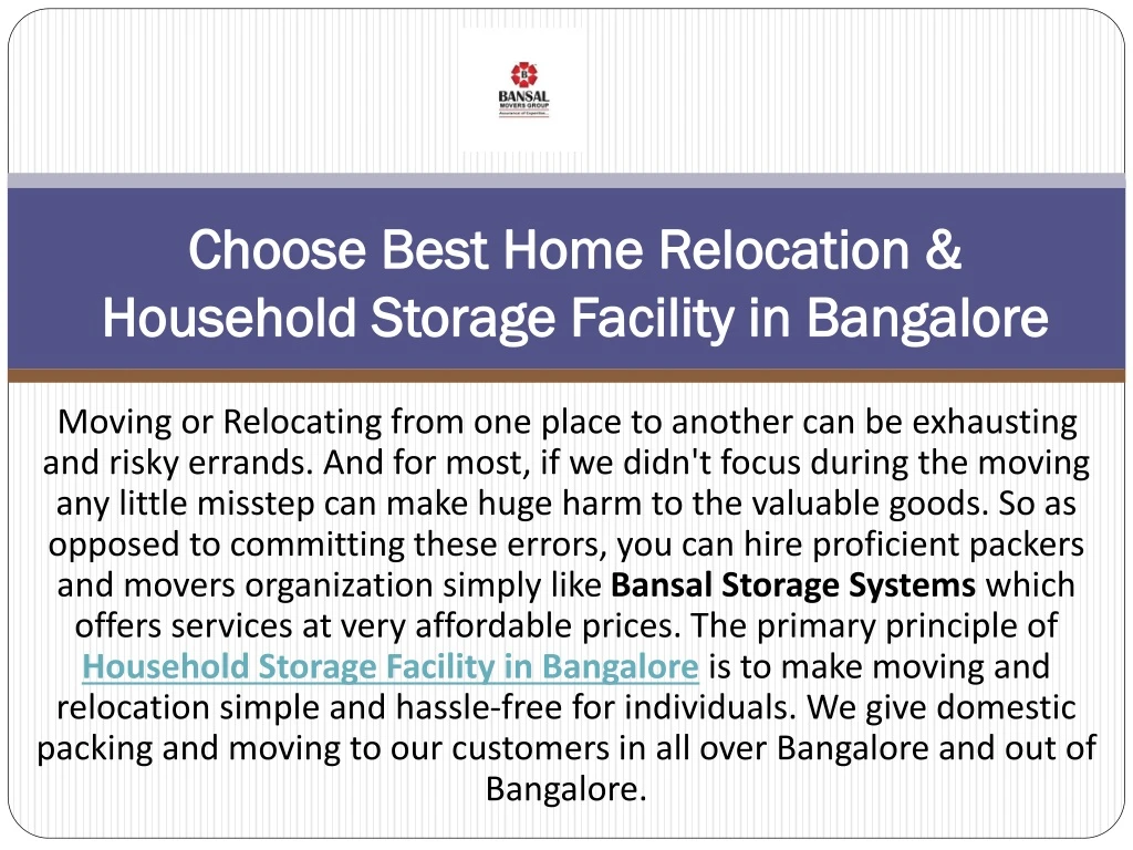 choose best home relocation household storage facility in bangalore