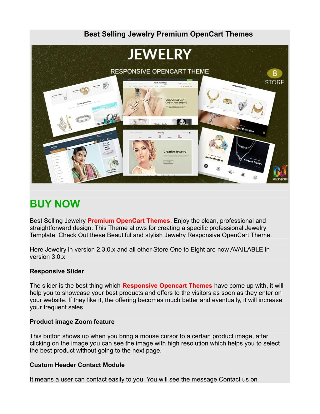 best selling jewelry premium opencart themes